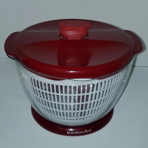 KitchenAid Salad Spinner Fruit Cleaner Mixer RED Complete w 3 Dividers & Cap - Picture 6 of 6